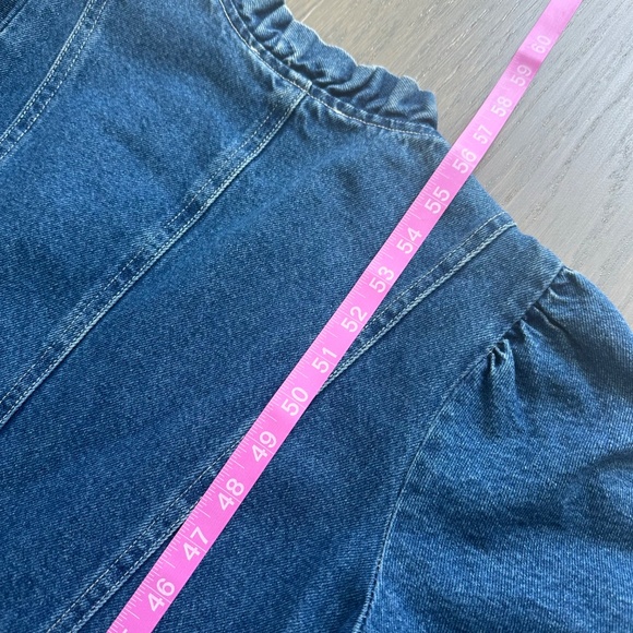 Sea New York Marble Denim Ruffle Button Front Jumpsuit - Size 2 - Picture 11 of 11